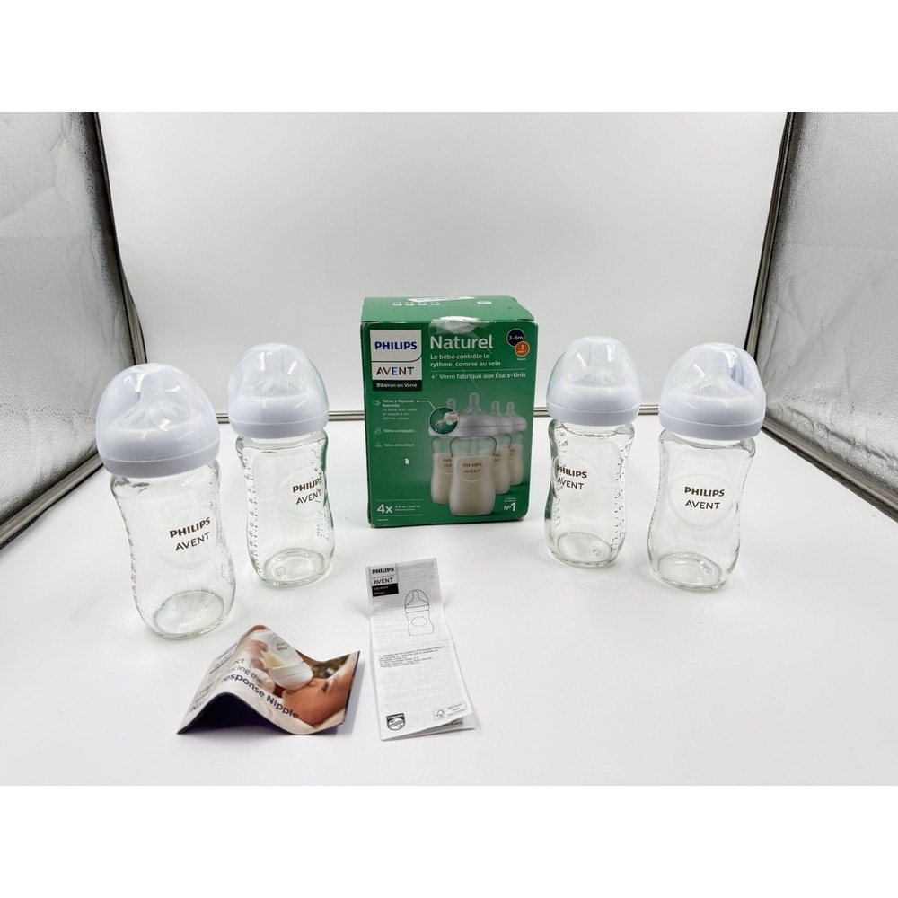 Philips Avent Natural Glass Baby Bottles with Natural Response Nipples 3-6m
